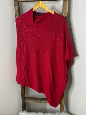 Ming Wang Red Sequin Sparkle Poncho Size OS